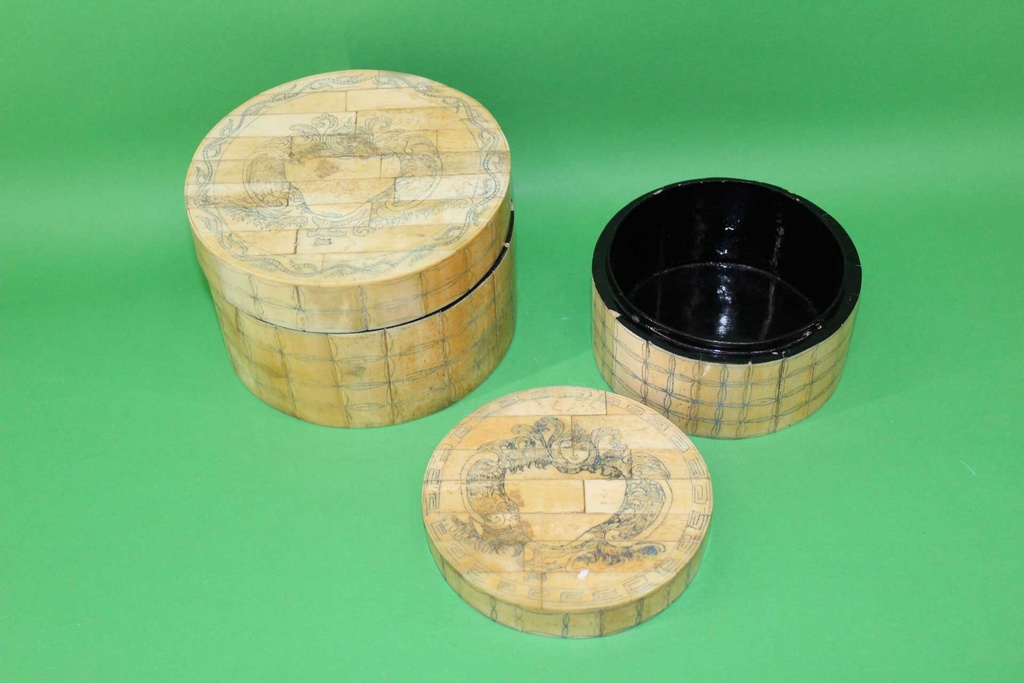 Faux Ivory Circle Boxes