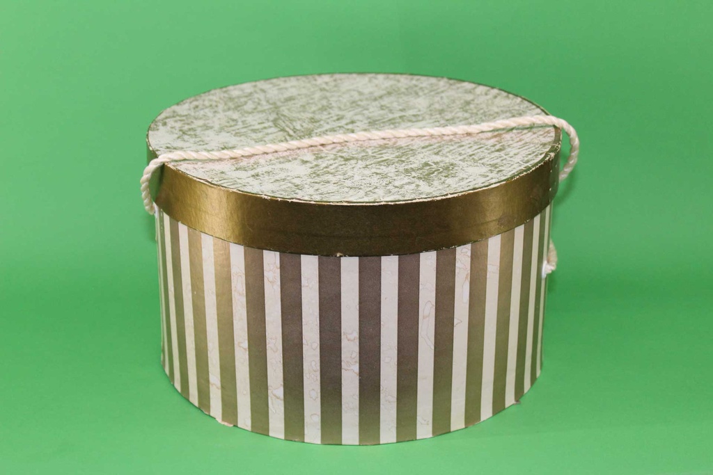 Gold/White Striped Hat Box