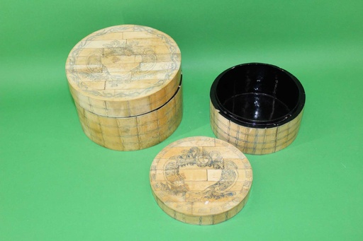 [PDO-090] Faux Ivory Circle Boxes